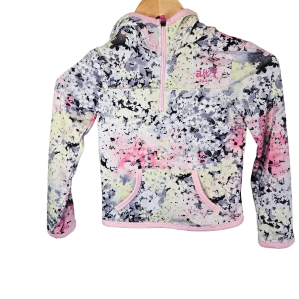Abercrombie Kids Sport Hoodie Floral Multicolor Pullover Fleece Size 5/6